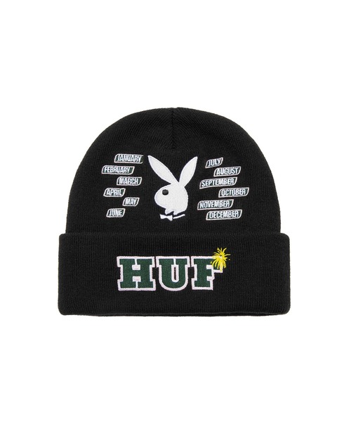 新品未使用 HUF x PLAYBOY コラボ ニット帽 ビーニー HUF（ハフ）の「PLAYBOY MONTHS BEANIE / HUF ビーニー ニット帽