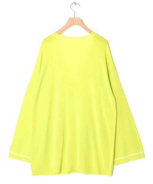 Alley by w closet（アリーバイダブルクローゼット）の「【Alley】12G配色ラインニットカーディガン（カーディガン/ボレロ・レディース・イエロー/グリーン/スモークピンク・FREE）」の4枚目の写真