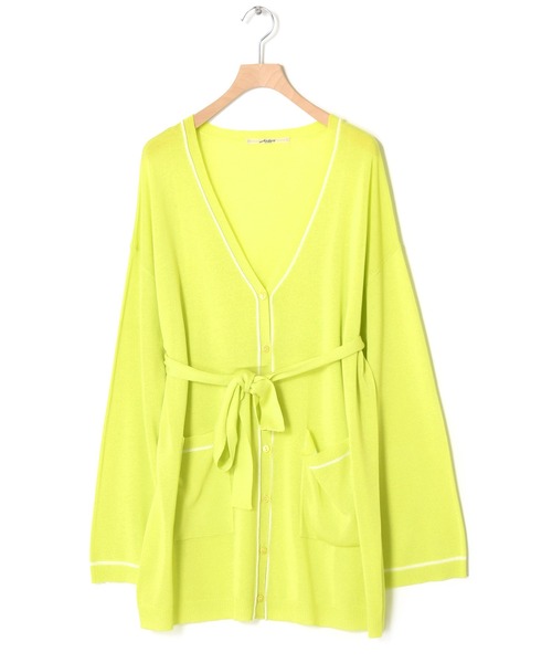 Alley by w closet（アリーバイダブルクローゼット）の「【Alley】12G配色ラインニットカーディガン（カーディガン/ボレロ・レディース・イエロー/グリーン/スモークピンク・FREE）」の5枚目の写真