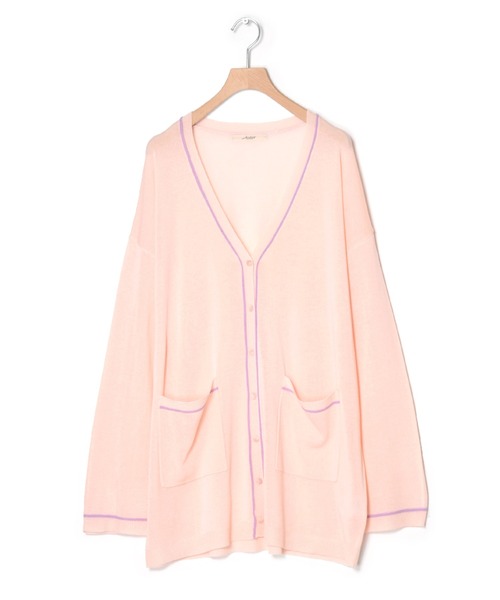 Alley by w closet（アリーバイダブルクローゼット）の「【Alley】12G配色ラインニットカーディガン（カーディガン/ボレロ・レディース・イエロー/グリーン/スモークピンク・FREE）」の16枚目の写真