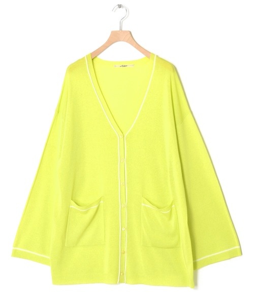 Alley by w closet（アリーバイダブルクローゼット）の「【Alley】12G配色ラインニットカーディガン（カーディガン/ボレロ・レディース・イエロー/グリーン/スモークピンク・FREE）」の17枚目の写真