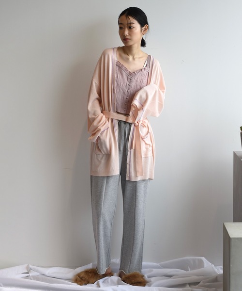 Alley by w closet（アリーバイダブルクローゼット）の「【Alley】12G配色ラインニットカーディガン（カーディガン/ボレロ・レディース・イエロー/グリーン/スモークピンク・FREE）」の19枚目の写真