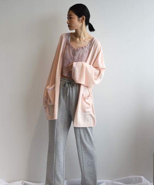 Alley by w closet（アリーバイダブルクローゼット）の「【Alley】12G配色ラインニットカーディガン（カーディガン/ボレロ・レディース・イエロー/グリーン/スモークピンク・FREE）」の22枚目の写真