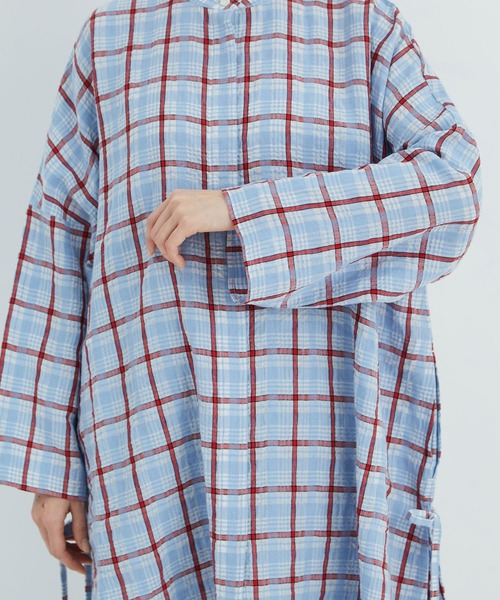 conges payes ADIEU TRISTESSE（コンジェ ペイエ アデュートリステス）の「リネンサッカーシャツ（シャツ/ブラウス・レディース・ホワイト/ブラック×ホワイト/ブルー系その他・38）」の13枚目の写真