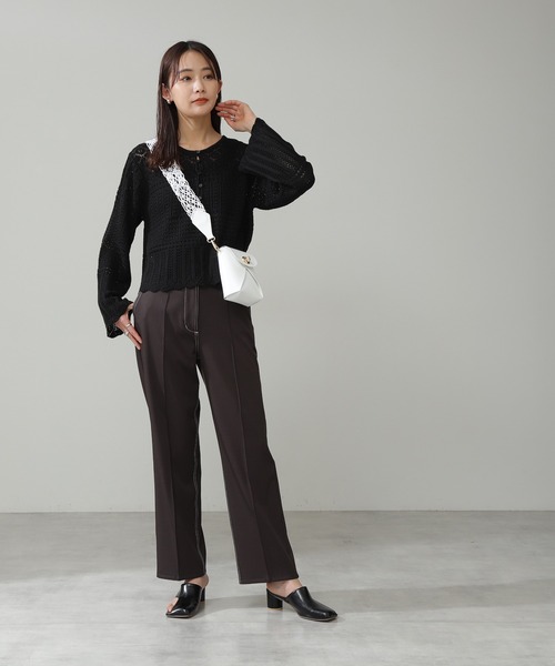 N.（N. Natural Beauty Basic）（エヌエヌナチュラルビューティーベーシック）の「◆センタープレスカラーストレートパンツ（その他パンツ・レディース・チャコールグレー/イエロー/グリーン・MEDIUM）」の11枚目の写真