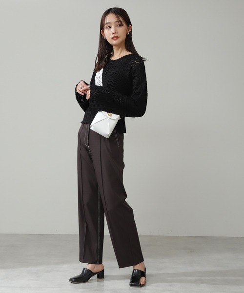 N.（N. Natural Beauty Basic）（エヌエヌナチュラルビューティーベーシック）の「◆センタープレスカラーストレートパンツ（その他パンツ・レディース・チャコールグレー/イエロー/グリーン・MEDIUM）」の15枚目の写真