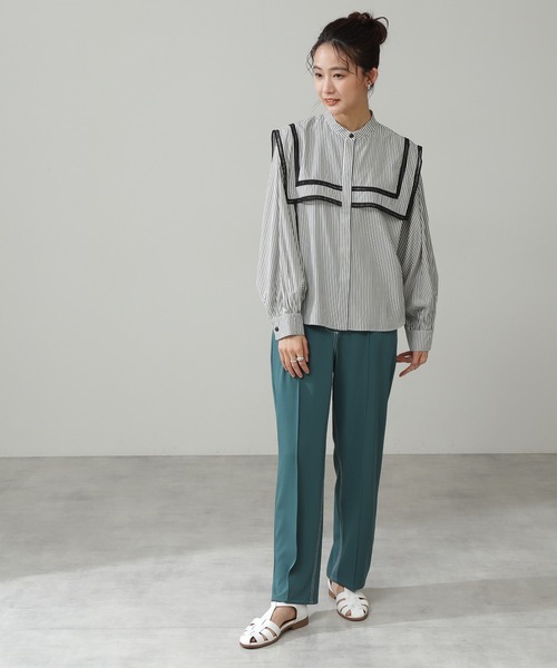 N.（N. Natural Beauty Basic）（エヌエヌナチュラルビューティーベーシック）の「◆センタープレスカラーストレートパンツ（その他パンツ・レディース・チャコールグレー/イエロー/グリーン・MEDIUM）」の6枚目の写真