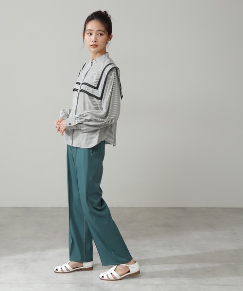 N.（N. Natural Beauty Basic）（エヌエヌナチュラルビューティーベーシック）の「◆センタープレスカラーストレートパンツ（その他パンツ・レディース・チャコールグレー/イエロー/グリーン・MEDIUM）」の10枚目の写真