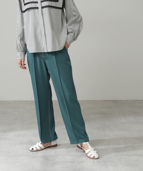 N.（N. Natural Beauty Basic）（エヌエヌナチュラルビューティーベーシック）の「◆センタープレスカラーストレートパンツ（その他パンツ・レディース・チャコールグレー/イエロー/グリーン・MEDIUM）」の4枚目の写真