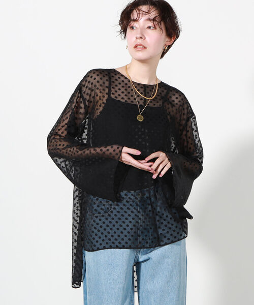Rie Miller(リエミラー)の「ドットオパール2WAYブラウス(シャツ/ブラウス・レディース・ブラック系その他3・38)」の1枚目の写真