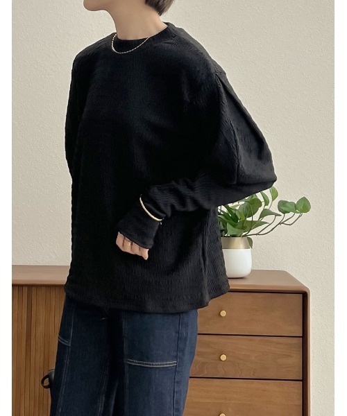 Re:EDIT（リエディ）の「[2022A/W COLLECTION]ジャガードマトンスリーブトップス（Tシャツ/カットソー・レディース・ブラック/グリーン/アイボリー・MEDIUM）」の10枚目の写真