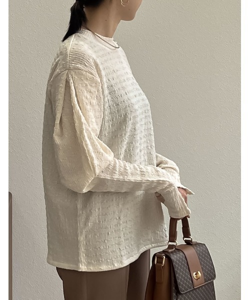 Re:EDIT（リエディ）の「[2022A/W COLLECTION]ジャガードマトンスリーブトップス（Tシャツ/カットソー・レディース・ブラック/グリーン/アイボリー・MEDIUM）」の14枚目の写真