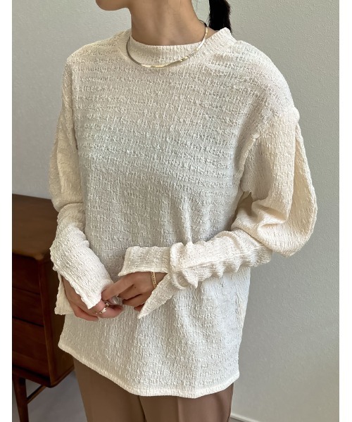 Re:EDIT（リエディ）の「[2022A/W COLLECTION]ジャガードマトンスリーブトップス（Tシャツ/カットソー・レディース・ブラック/グリーン/アイボリー・MEDIUM）」の15枚目の写真