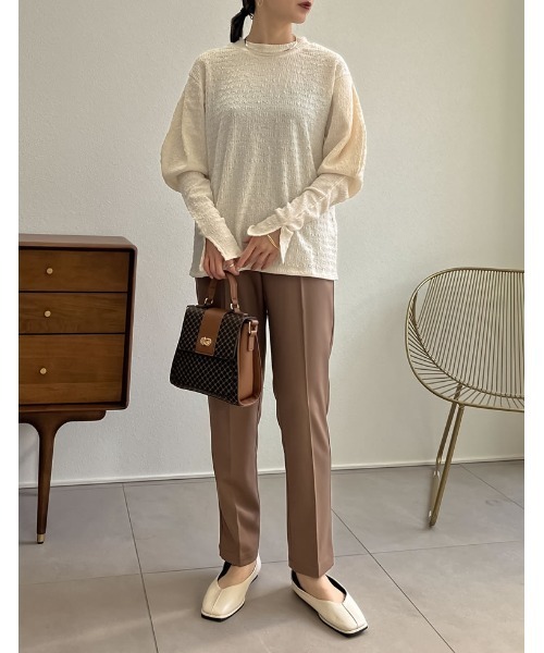 Re:EDIT（リエディ）の「[2022A/W COLLECTION]ジャガードマトンスリーブトップス（Tシャツ/カットソー・レディース・ブラック/グリーン/アイボリー・MEDIUM）」の16枚目の写真