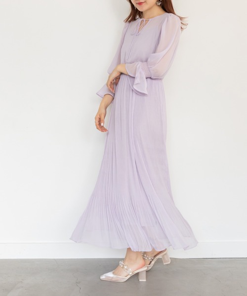 RANDA（ランダ）の「プリーツシフォンワンピース（ワンピース・レディース・パープル/ピンク/クリーム・1/0）」の3枚目の写真