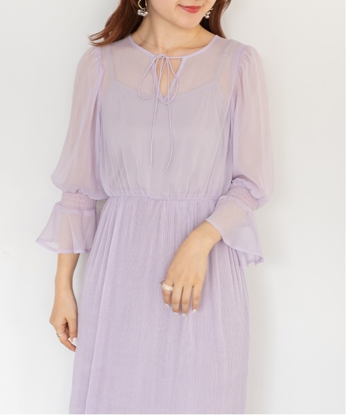 RANDA（ランダ）の「プリーツシフォンワンピース（ワンピース・レディース・パープル/ピンク/クリーム・1/0）」の7枚目の写真
