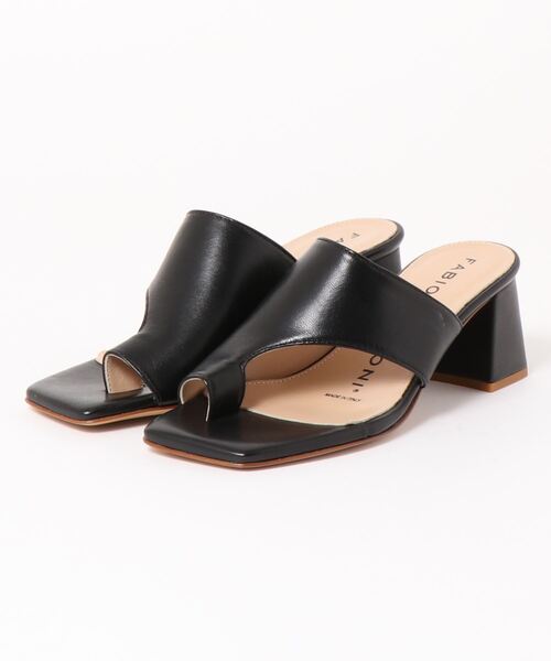 FABIO RUSCONI(ファビオルスコーニ)の「FABIO RUSCONI(ファビオ ルスコーニ)/スクエアトゥ チャンキーヒール トングサンダル(サンダル・レディース・ホワイト/ベージュ/ブラック系・38/39/35/36/37)」の3枚目の写真