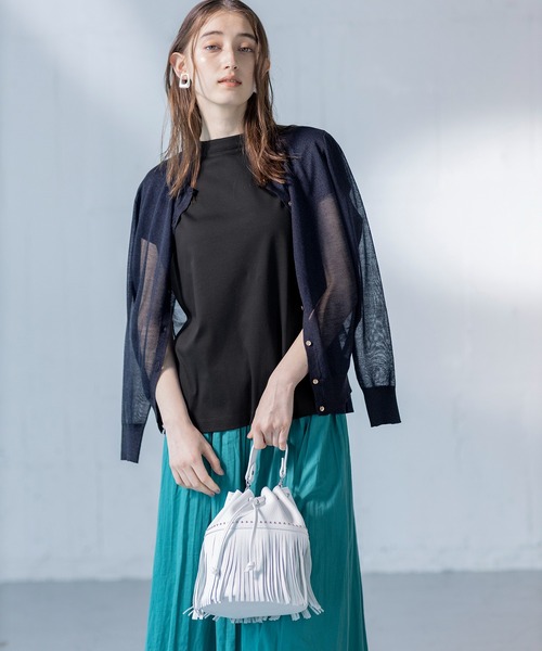 LE SOUK HOLIDAY(ルスークホリデー)の「★追加入荷★モックネックTシャツ(Tシャツ/カットソー・レディース・ネイビー/ブラック/ブルー/オフホワイト/グリーン/ピンク・M/L)」の3枚目の写真