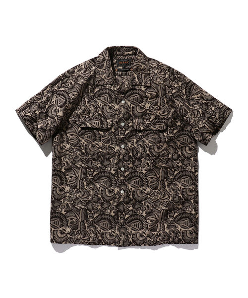 BEAMS PLUS（ビームスプラス）の「BEAMS PLUS / ボタニカル ブロックプリント オープンカラー シャツ（シャツ/ブラウス・メンズ・ブラック/イエロー・LARGE/SMALL/MEDIUM/X-LARGE）」の10枚目の写真