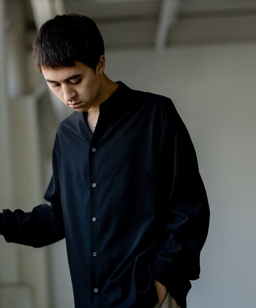 リネンライクキーネックシャツ