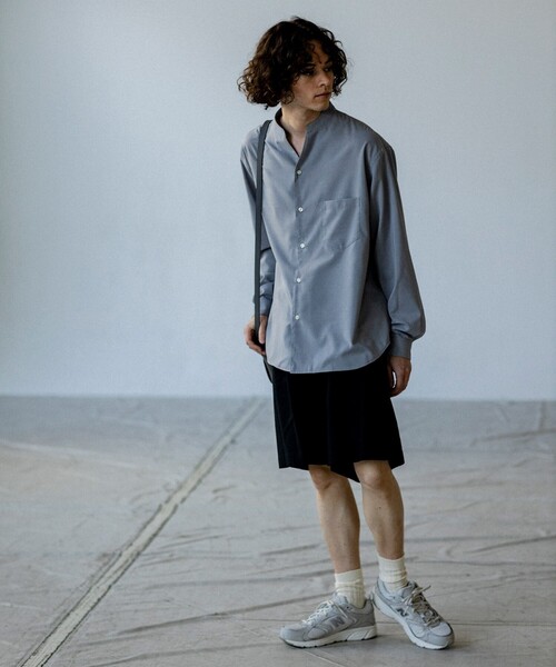 リネンライクキーネックシャツ