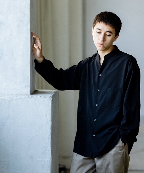 リネンライクキーネックシャツ