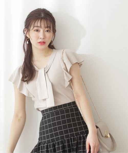 PROPORTION BODY DRESSING（プロポーションボディドレッシング）の「【美人百花6月号タイアップ商品】フレアスリーブボウタイニット / 1212170500（ニット/セーター・レディース・ベージュ/ブルー/ブラック・MEDIUM/SMALL）」の14枚目の写真