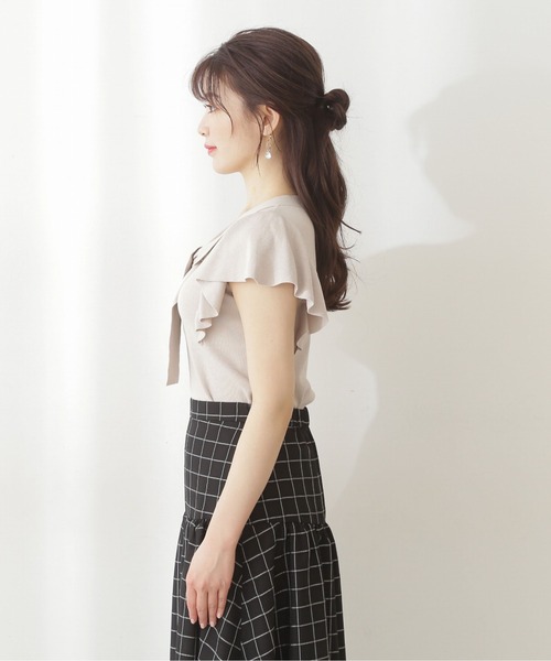 PROPORTION BODY DRESSING（プロポーションボディドレッシング）の「【美人百花6月号タイアップ商品】フレアスリーブボウタイニット / 1212170500（ニット/セーター・レディース・ベージュ/ブルー/ブラック・MEDIUM/SMALL）」の6枚目の写真