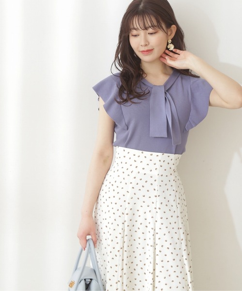 PROPORTION BODY DRESSING（プロポーションボディドレッシング）の「【美人百花6月号タイアップ商品】フレアスリーブボウタイニット / 1212170500（ニット/セーター・レディース・ベージュ/ブルー/ブラック・MEDIUM/SMALL）」の7枚目の写真