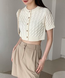 by muni:r | ケーブルクロップドニットカーディガン(ニット/セーター)