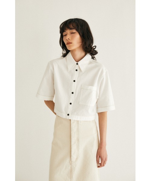 M_（エムアンダーバー）の「【M_】MINI シャツ（シャツ/ブラウス・レディース・ブラック/ピンク/オフホワイト・2/1）」の2枚目の写真