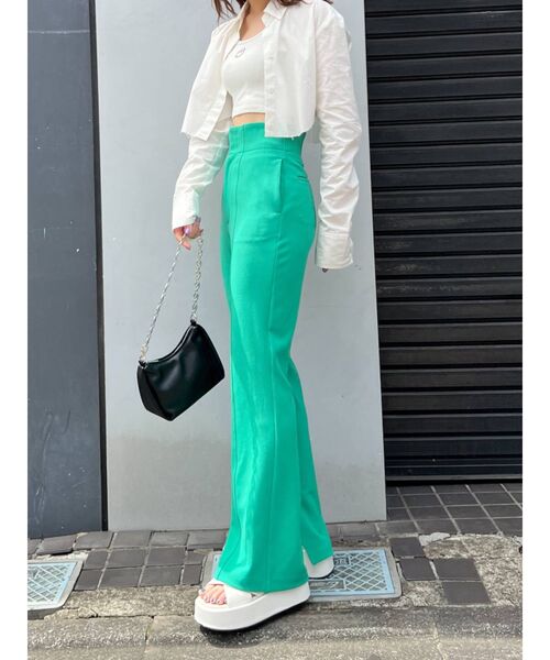 EMODA(エモダ)の「マークウエストフレアパンツ(その他パンツ・レディース・アイボリー/ブラック/ピンク/グリーン/ブルー・SMALL/MEDIUM)」の10枚目の写真