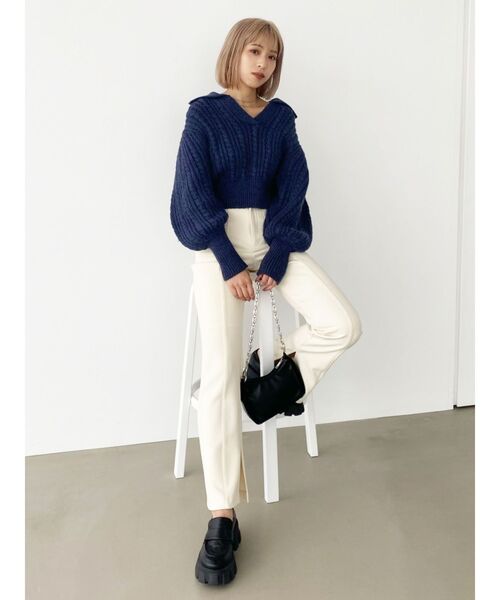 EMODA(エモダ)の「マークウエストフレアパンツ(その他パンツ・レディース・アイボリー/ブラック/ピンク/グリーン/ブルー・SMALL/MEDIUM)」の19枚目の写真