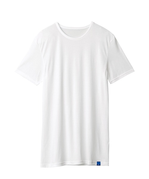 GUNZE(グンゼ)の「GUNZE グンゼ COOLMAGIC クールネック Tシャツ 鹿の子 吸汗速乾 消臭 部屋干し対応 カットソー 半袖(Tシャツ/カットソー・メンズ・ホワイト/ブラック/ホワイト系2/グレー/ブラック系その他・MEDIUM/LARGE/X-LARGE)」の2枚目の写真