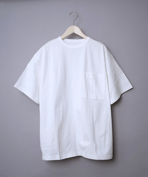 Revo.(レボ)の「USAコットン×リサイクルコットン SDGs ルーズシルエットポケットTee(Tシャツ/カットソー・メンズ・ダークパープル/ホワイト/グリーン/ブラック/ブルー・MEDIUM/LARGE)」の2枚目の写真