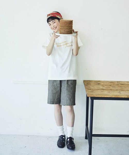 studio CLIP（スタディオクリップ）の「【MACOBAR×rikoさん&masatoさんご夫婦】riko手書きプリントコラボTシャツ（Tシャツ/カットソー・レディース・ホワイト/グリーン/ピンク・MEDIUM/LARGE）」の16枚目の写真