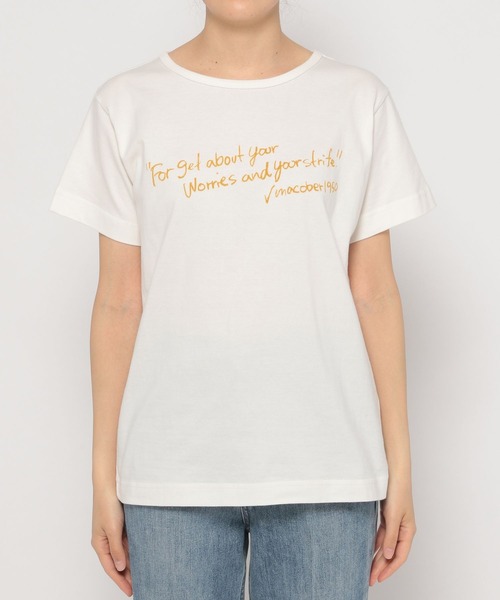 studio CLIP（スタディオクリップ）の「【MACOBAR×rikoさん&masatoさんご夫婦】riko手書きプリントコラボTシャツ（Tシャツ/カットソー・レディース・ホワイト/グリーン/ピンク・MEDIUM/LARGE）」の21枚目の写真