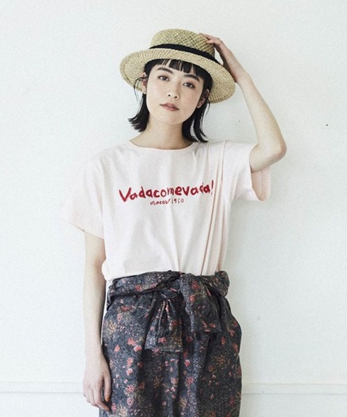 studio CLIP（スタディオクリップ）の「【MACOBAR×rikoさん&masatoさんご夫婦】riko手書きプリントコラボTシャツ（Tシャツ/カットソー・レディース・ホワイト/グリーン/ピンク・MEDIUM/LARGE）」の5枚目の写真