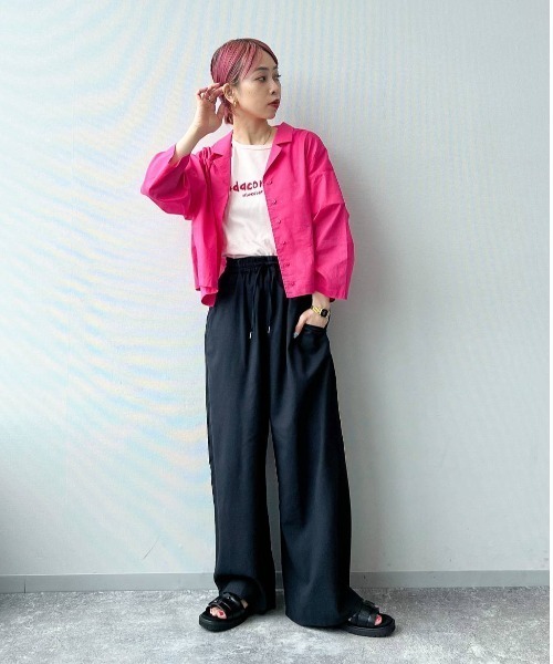 studio CLIP（スタディオクリップ）の「【MACOBAR×rikoさん&masatoさんご夫婦】riko手書きプリントコラボTシャツ（Tシャツ/カットソー・レディース・ホワイト/グリーン/ピンク・MEDIUM/LARGE）」の9枚目の写真