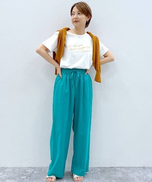 studio CLIP（スタディオクリップ）の「【MACOBAR×rikoさん&masatoさんご夫婦】riko手書きプリントコラボTシャツ（Tシャツ/カットソー・レディース・ホワイト/グリーン/ピンク・MEDIUM/LARGE）」の10枚目の写真