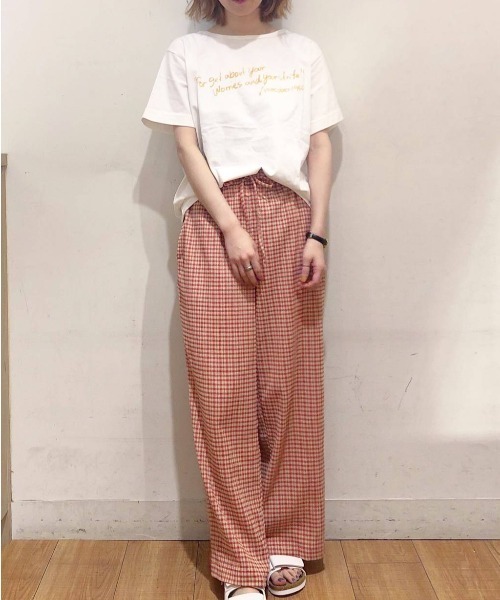 studio CLIP（スタディオクリップ）の「【MACOBAR×rikoさん&masatoさんご夫婦】riko手書きプリントコラボTシャツ（Tシャツ/カットソー・レディース・ホワイト/グリーン/ピンク・MEDIUM/LARGE）」の11枚目の写真