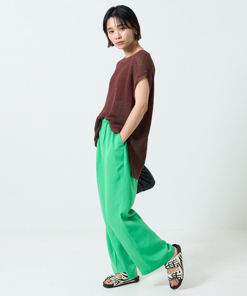 FREAK'S STORE（フリークスストア）の「カラーメッシュノースリーブニット（Tシャツ/カットソー・レディース・オフホワイト/ブラック/ブラウン/グリーン・ﾌﾘ-）」の19枚目の写真