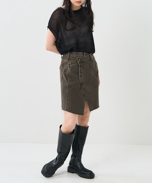 FREAK'S STORE（フリークスストア）の「カラーメッシュノースリーブニット（Tシャツ/カットソー・レディース・オフホワイト/ブラック/ブラウン/グリーン・ﾌﾘ-）」の15枚目の写真