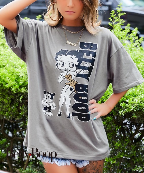 babyShoop（ベイビーシュープ）の「レオパード柄BETTY BOOP半袖TOPS【BP】（Tシャツ/カットソー・レディース・ホワイト/グレー/ベージュ・FREE）」の3枚目の写真