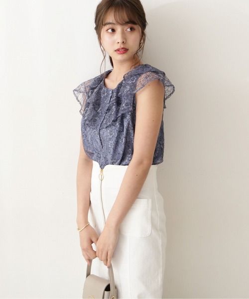 PROPORTION BODY DRESSING（プロポーションボディドレッシング）の「ラッフルレースブラウス / 1212210602（シャツ/ブラウス・レディース・ネイビー/ブラウン/オフホワイト/ブルー・FREE）」の13枚目の写真