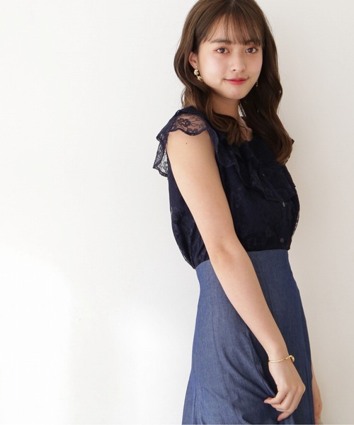 PROPORTION BODY DRESSING（プロポーションボディドレッシング）の「ラッフルレースブラウス / 1212210602（シャツ/ブラウス・レディース・ネイビー/ブラウン/オフホワイト/ブルー・FREE）」の11枚目の写真