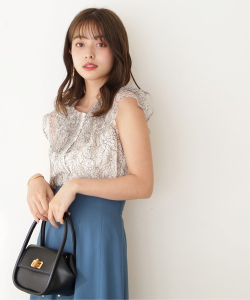 PROPORTION BODY DRESSING（プロポーションボディドレッシング）の「ラッフルレースブラウス / 1212210602（シャツ/ブラウス・レディース・ネイビー/ブラウン/オフホワイト/ブルー・FREE）」の5枚目の写真