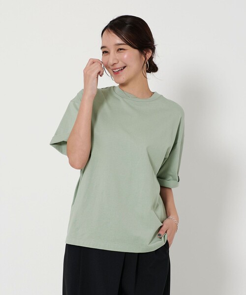 BEAUTY&YOUTH UNITED ARROWS（ビューティーアンドユースユナイテッドアローズ）の「【WEB限定】ロールアップ ワイド テーパード Tシャツ -MADE IN JAPAN-（Tシャツ/カットソー・メンズ・ホワイト/ライトグレー/ブラック/ライム/ライトブルー/ライトピンク/その他1・S/M/L/XL）」の8枚目の写真