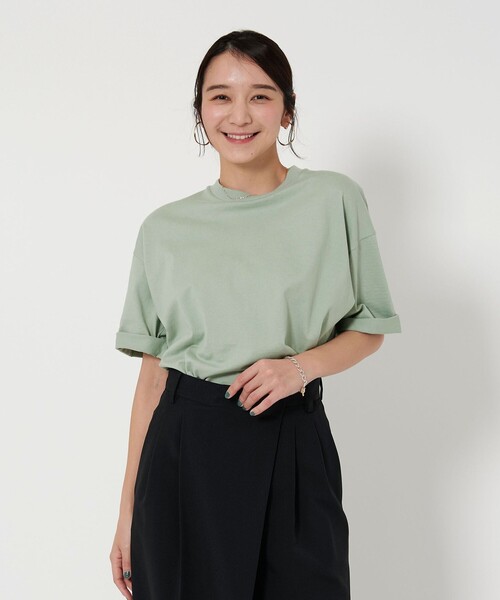 BEAUTY&YOUTH UNITED ARROWS（ビューティーアンドユースユナイテッドアローズ）の「【WEB限定】ロールアップ ワイド テーパード Tシャツ -MADE IN JAPAN-（Tシャツ/カットソー・メンズ・ホワイト/ライトグレー/ブラック/ライム/ライトブルー/ライトピンク/その他1・S/M/L/XL）」の9枚目の写真