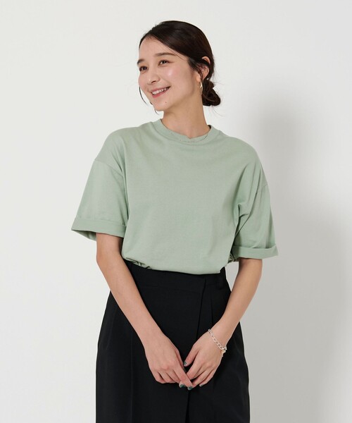 BEAUTY&YOUTH UNITED ARROWS（ビューティーアンドユースユナイテッドアローズ）の「【WEB限定】ロールアップ ワイド テーパード Tシャツ -MADE IN JAPAN-（Tシャツ/カットソー・メンズ・ホワイト/ライトグレー/ブラック/ライム/ライトブルー/ライトピンク/その他1・S/M/L/XL）」の10枚目の写真